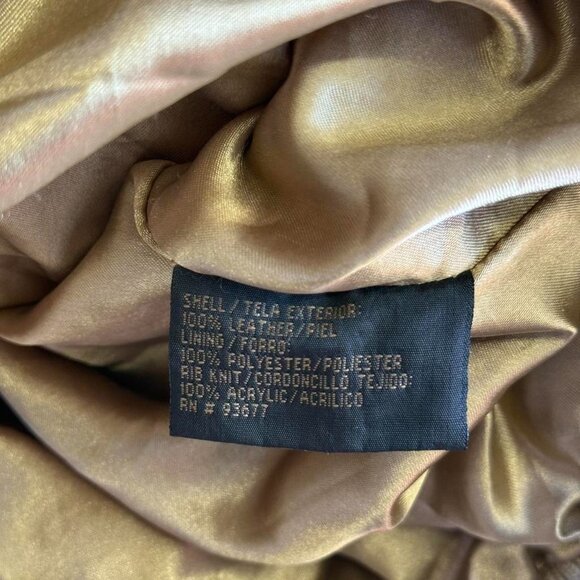 Vintage brown leather bomber jacket - Picture 4 of 8